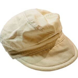 Stylish Contrast White Stitch Beige Tan Cap - S/M